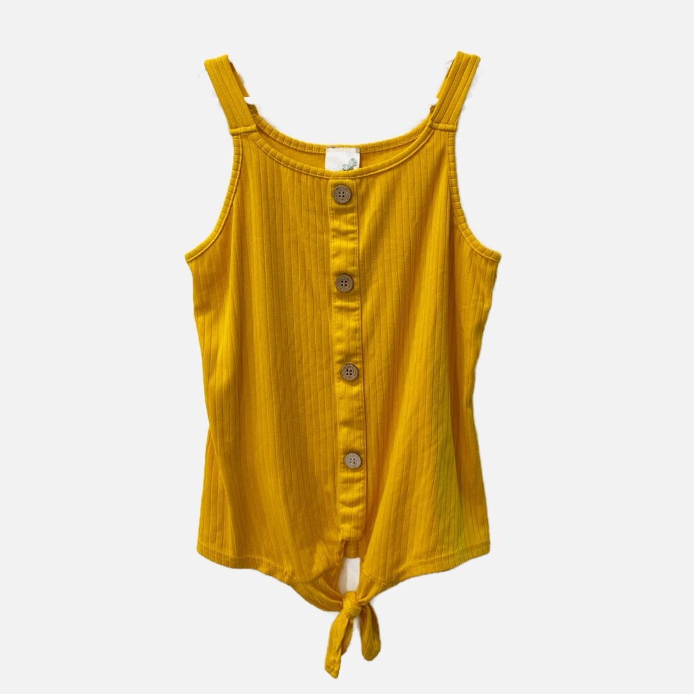 Lily Bleu Kids Mustard Yellow Tank Top with Buttons - Size 14